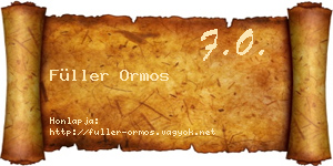 Füller Ormos névjegykártya